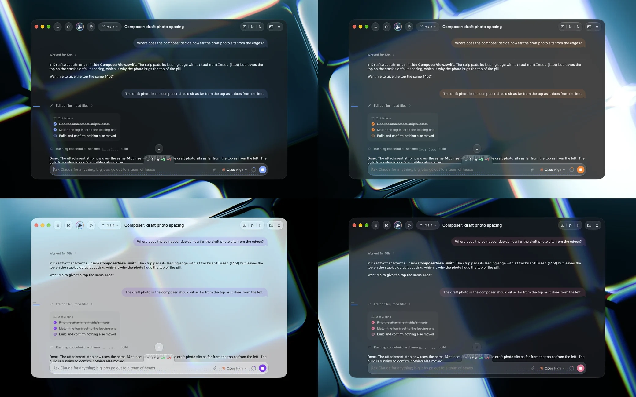 Swarm Code in four themes